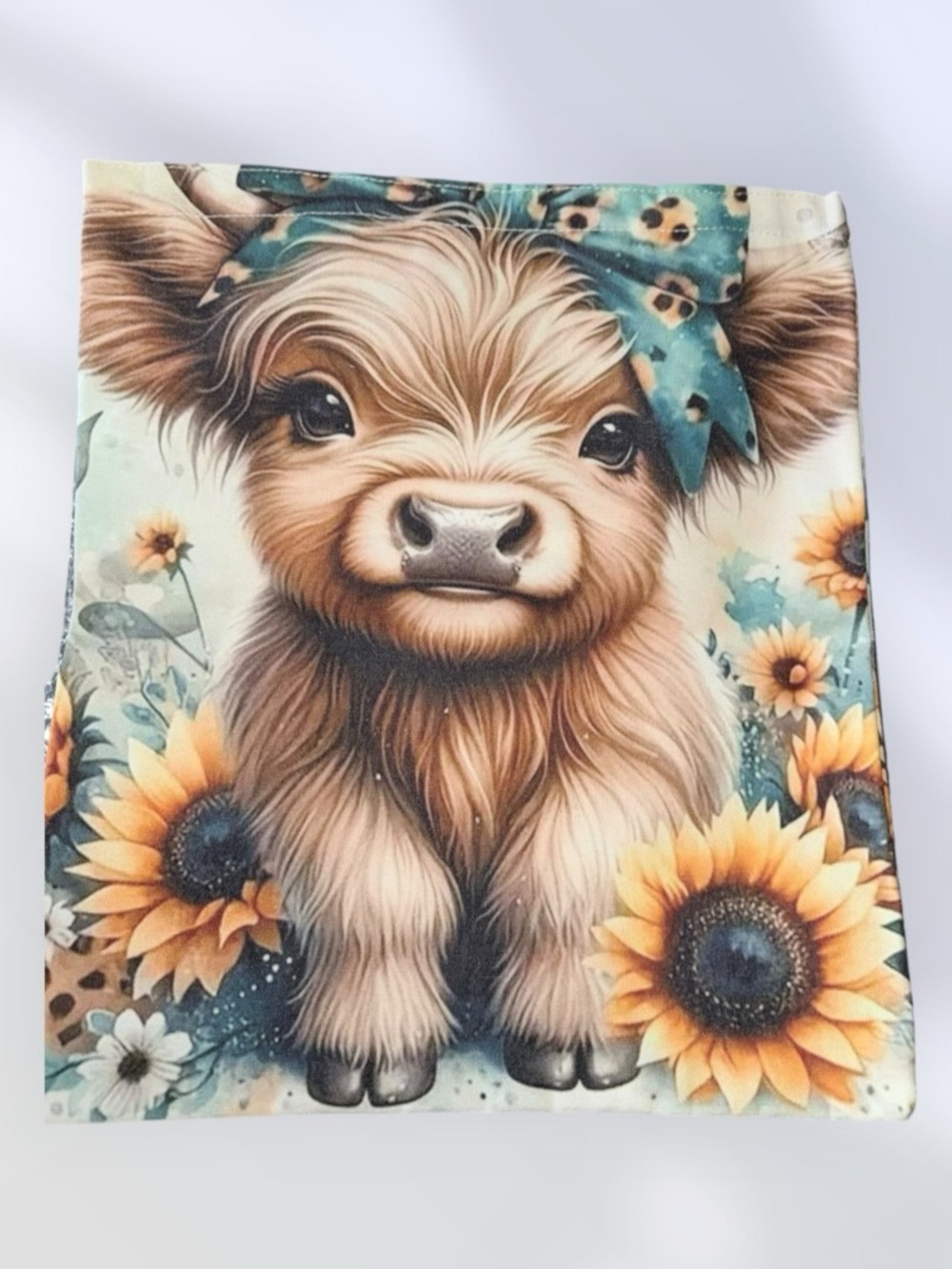 Cute Sunflower Baby Highland Calf Decorative Tote Bag